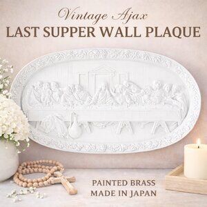 Vintage Ajax Last Supper Painted Brass Wall Plaque Made in Japan Religious Decor